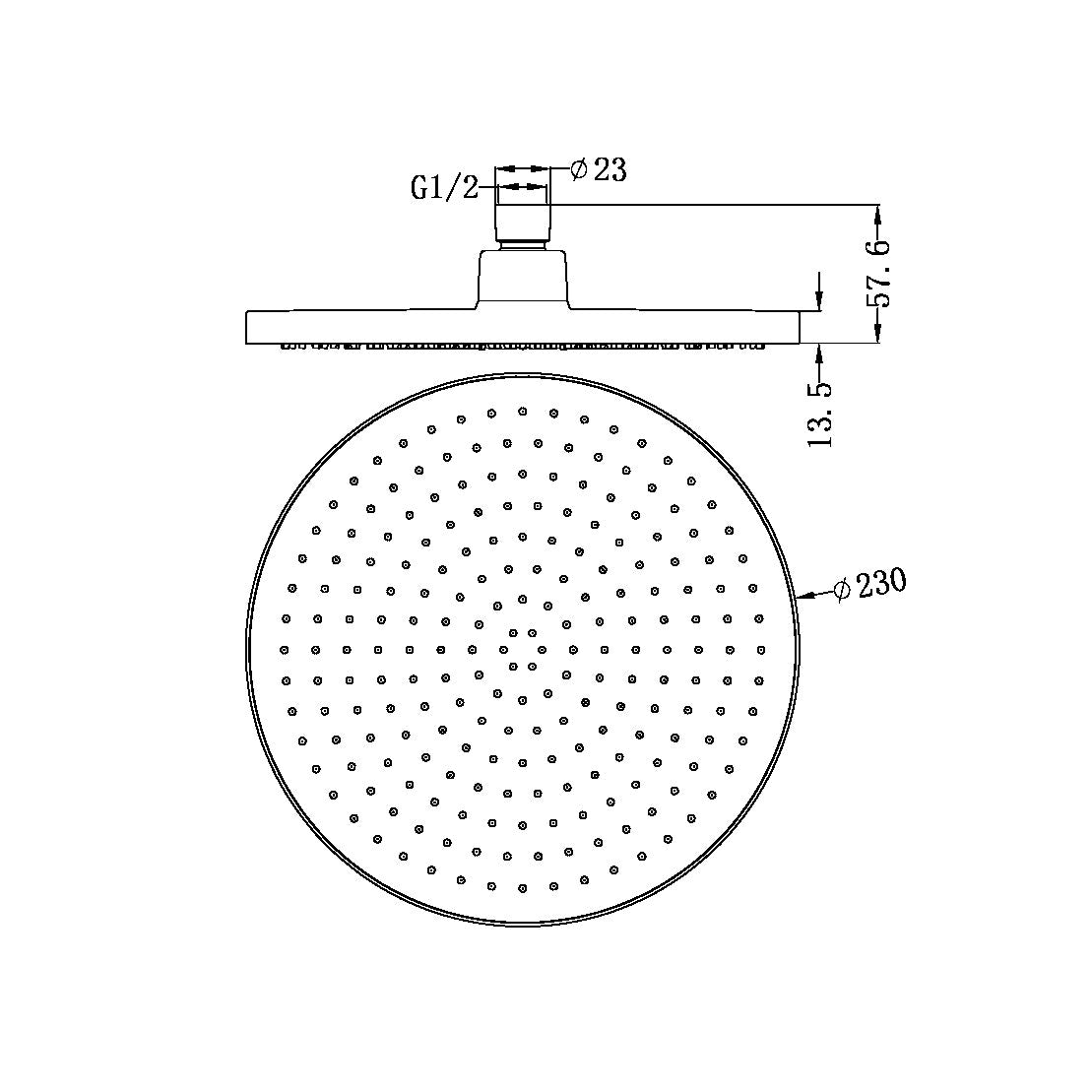 230MM AIR SHOWER HEAD BRUSHED GOLD