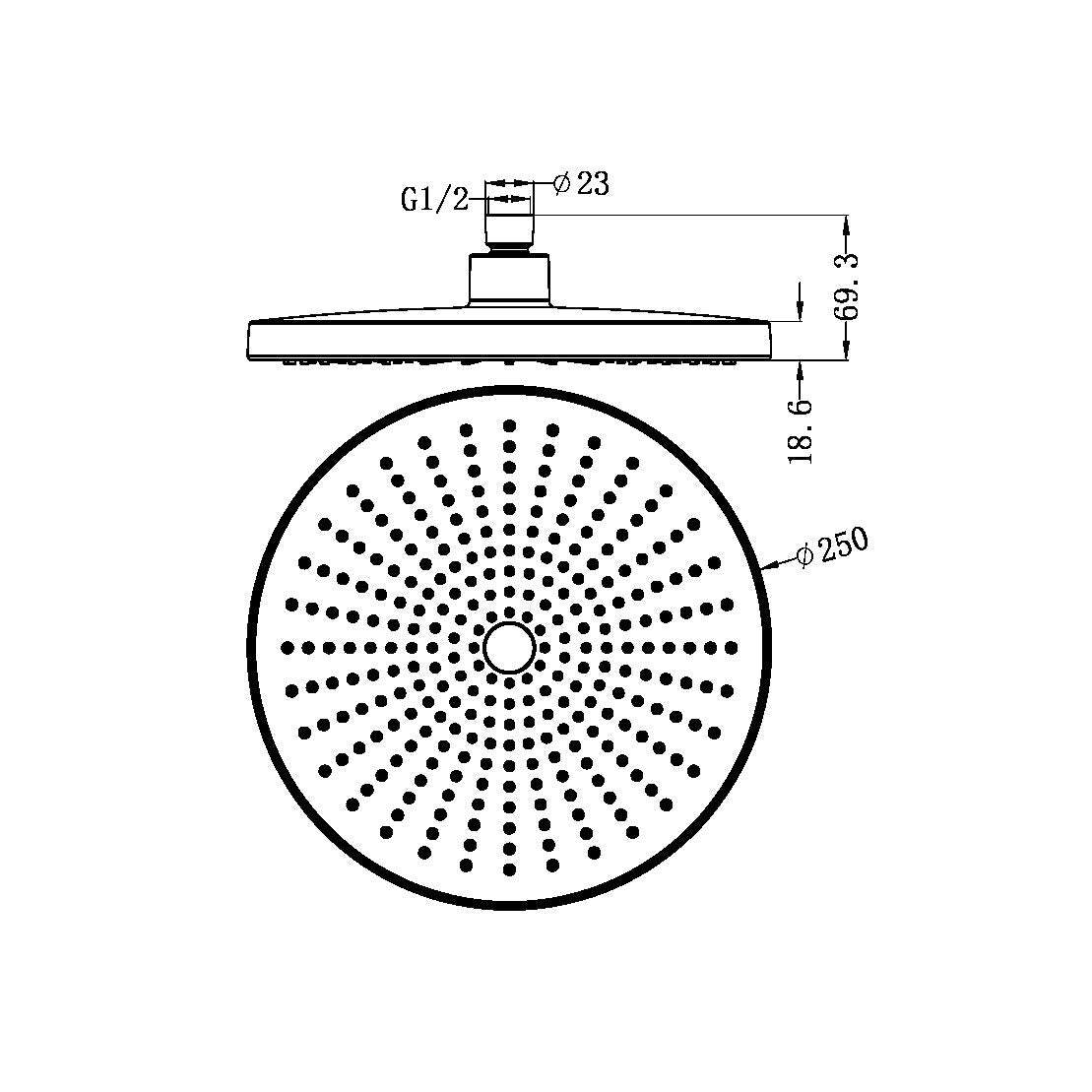 OPAL 250MM SHOWER HEAD BRUSHED BRONZE