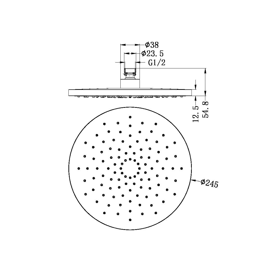 250MM ABS ROUND SHOWER HEAD BRUSHED NICKEL