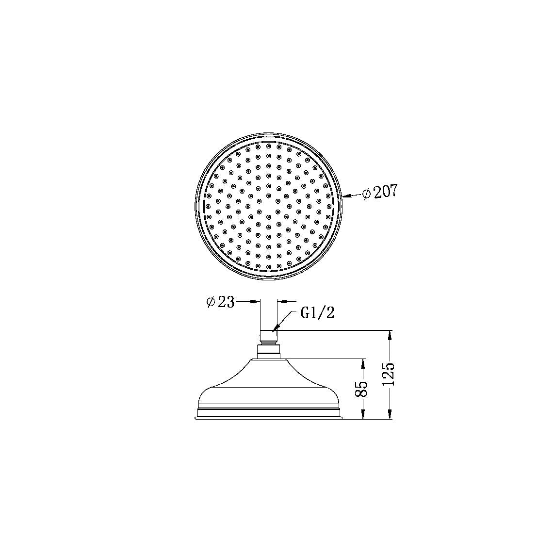 YORK 200MM SHOWER HEAD AGED BRASS
