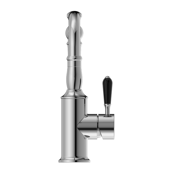 YORK BASIN MIXER WITH BLACK PORCELAIN LEVER CHROME