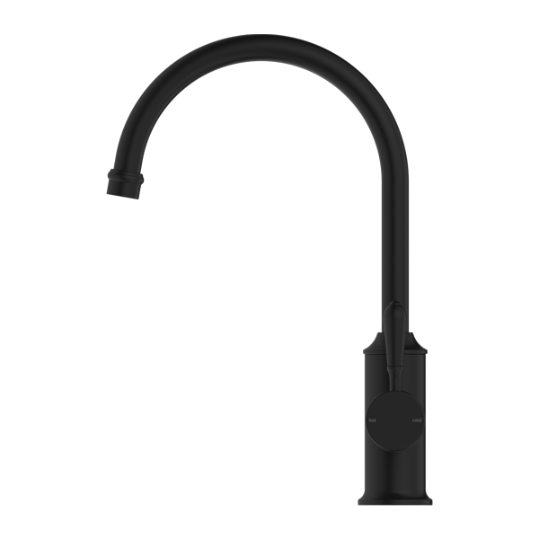 YORK KITCHEN MIXER GOOSENECK SPOUT WITH METAL LEVER MATTE BLACK