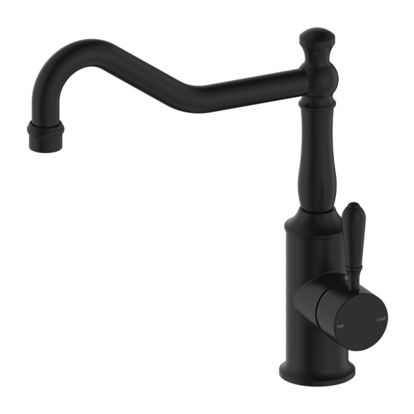 YORK KITCHEN MIXER HOOK SPOUT WITH METAL LEVER MATTE BLACK