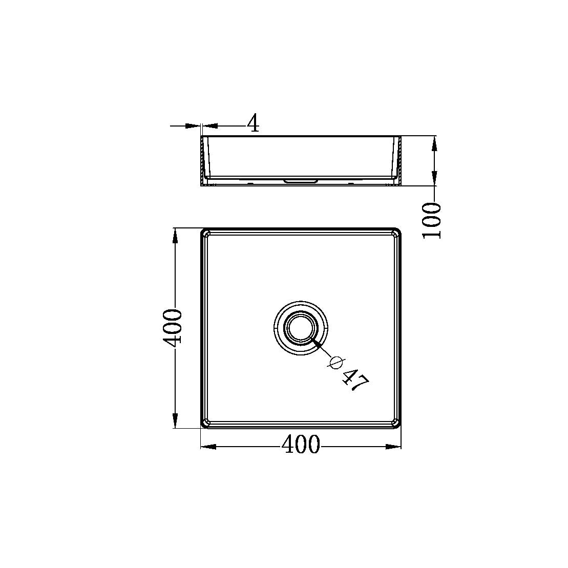 OPAL SQUARE 400MM STAINLESS STEEL BASIN BRUSHED BRONZE