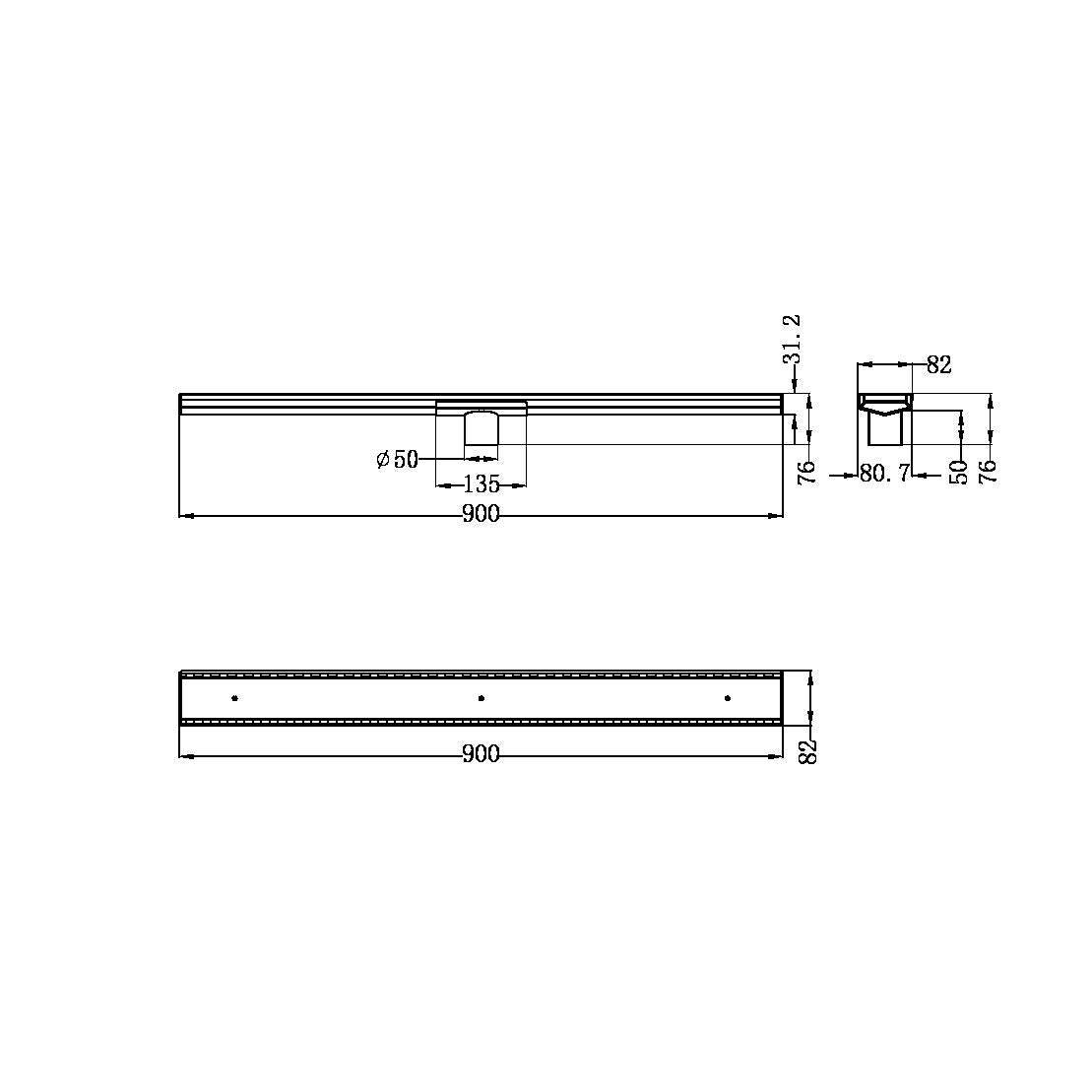 TILE INSERT V CHANNEL FLOOR GRATE 50MM OUTLET WITH HOLE SAW BRUSHED NICKEL