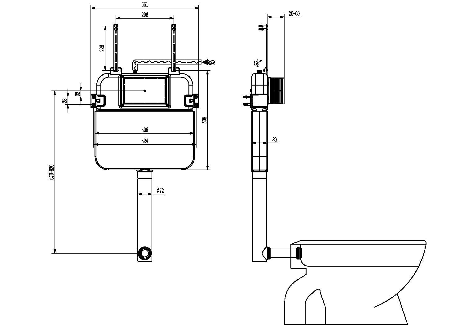 R&T IN-WALL CISTERN
