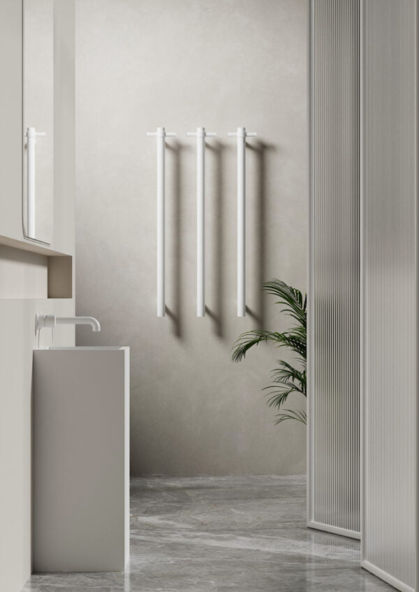 HEATED VERTICAL TOWEL RAIL MATTE WHITE