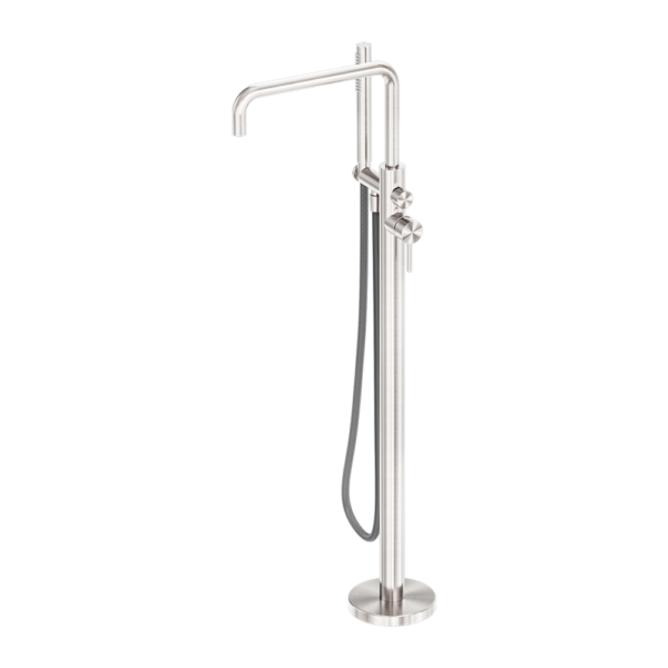 ZEN SS316L FREESTANDING BATH MIXER WITH OUTDOOR SHOWER HOSE BRUSHED NICKEL