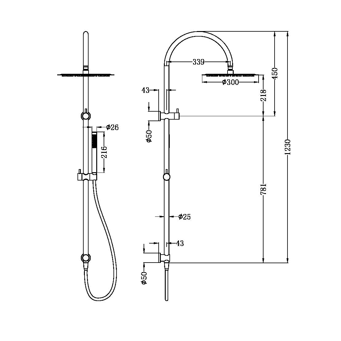 ZEN SS316L TWIN SHOWER BRUSHED NICKEL