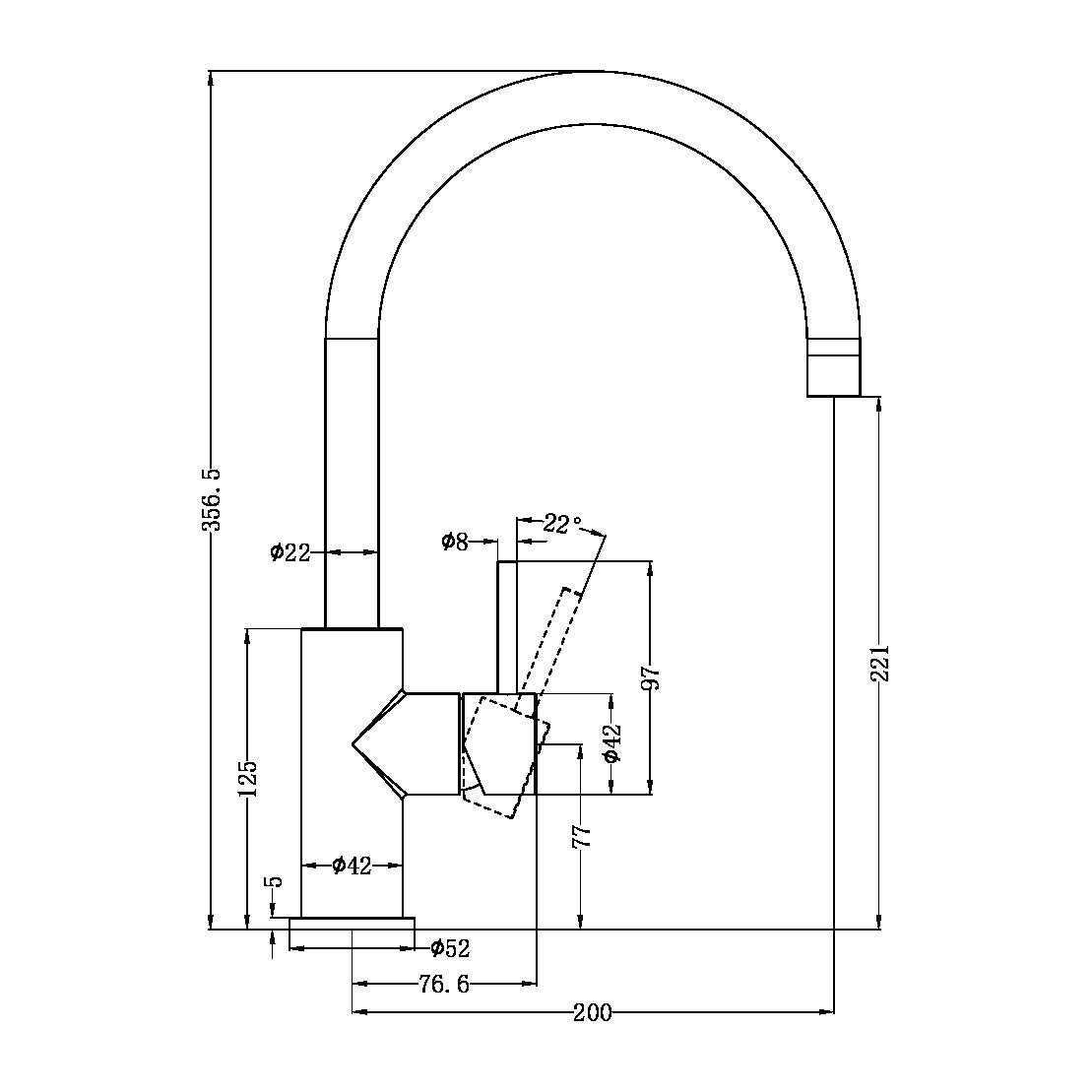 ZEN SS316L KITCHEN MIXER GRAPHITE