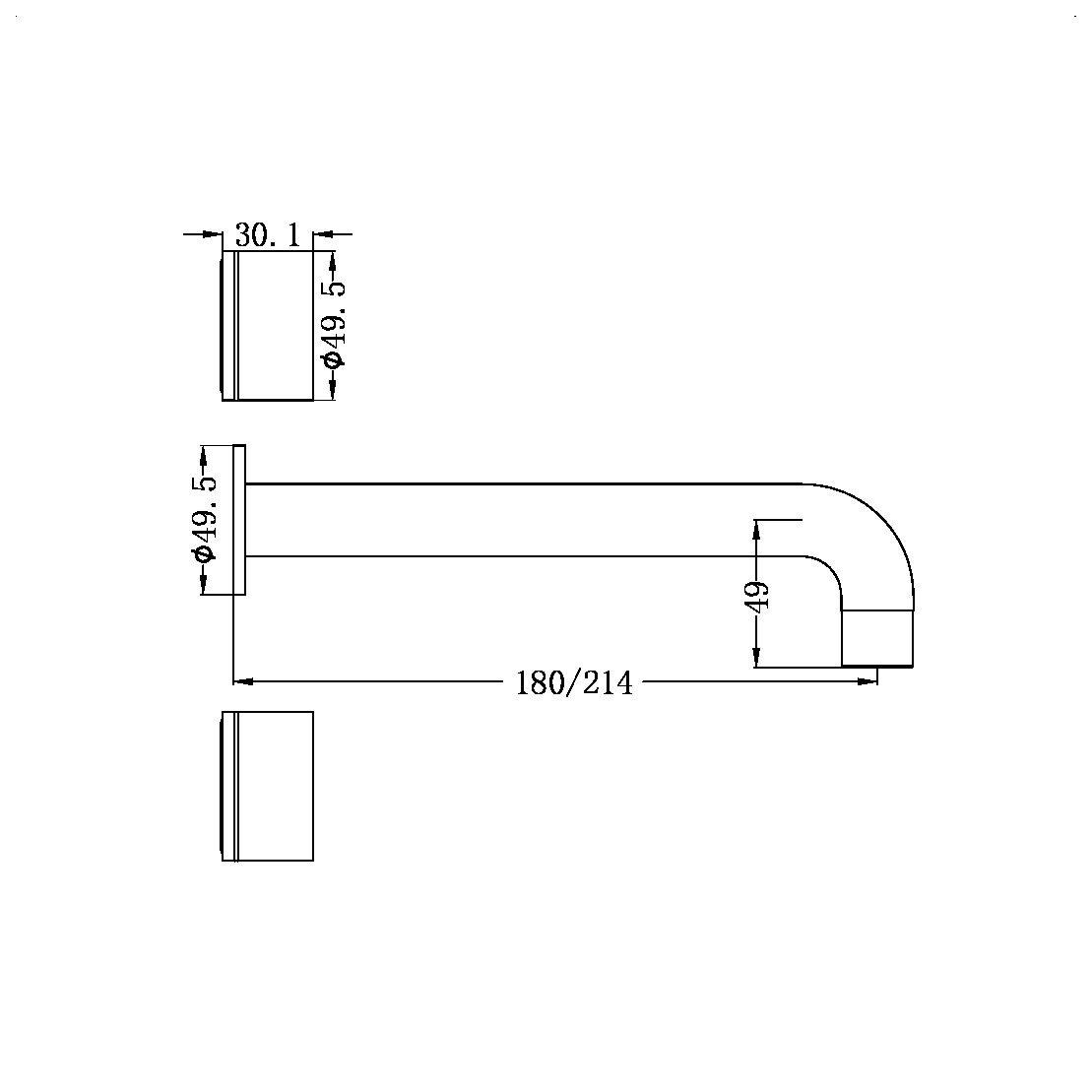 KARA WALL BASIN SET 215MM MATTE BLACK