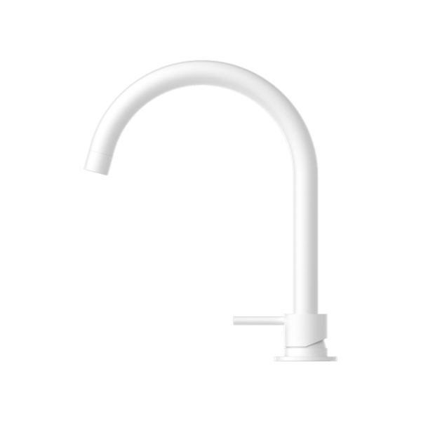 MECCA HOB BASIN MIXER ROUND SWIVEL SPOUT MATTE WHITE