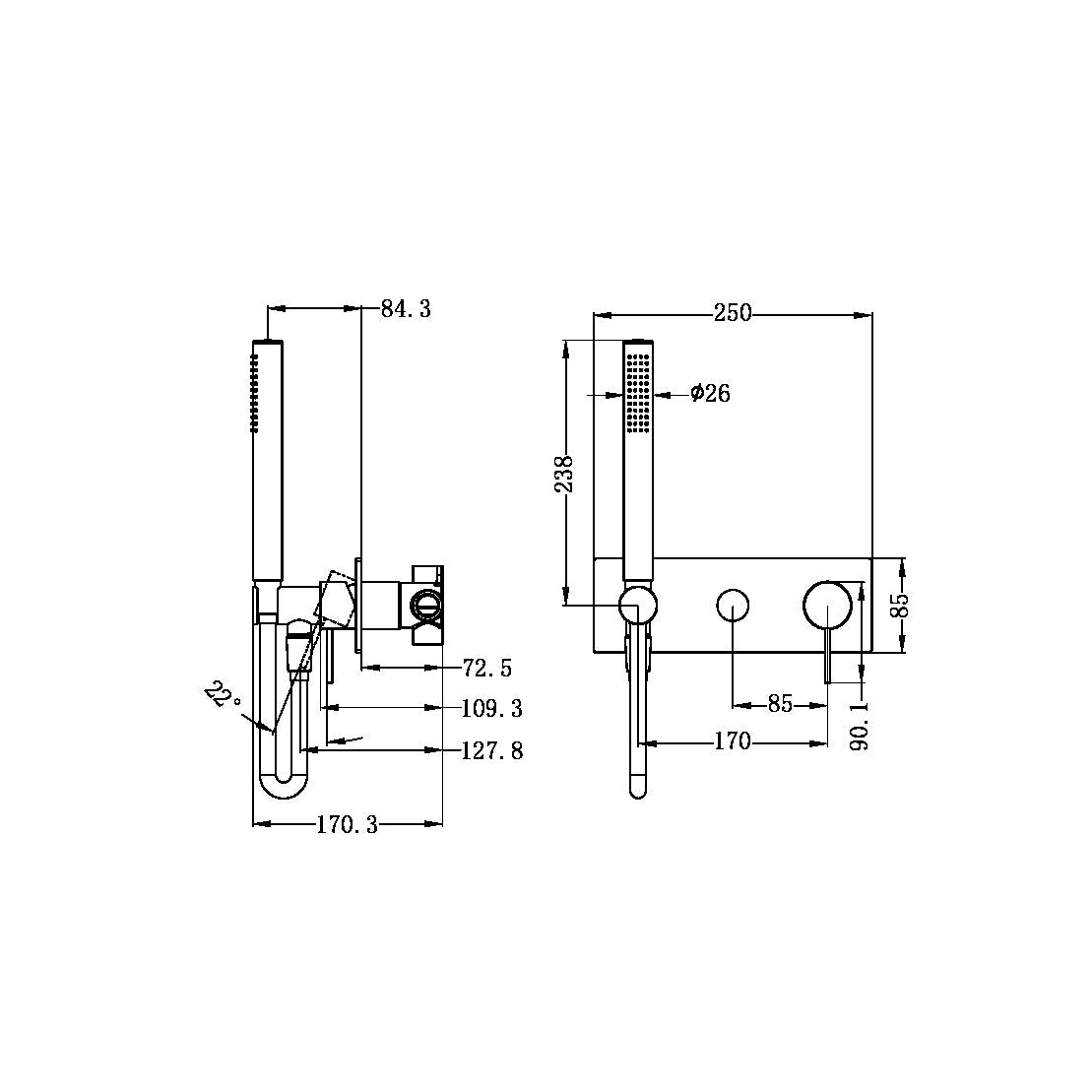 MECCA SHOWER MIXER DIVERTOR SYSTEM BRUSHED BRONZE