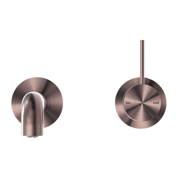MECCA WALL BASIN/BATH MIXER SEPARATE BACK PLATE HANDLE UP 120MM BRUSHED BRONZE