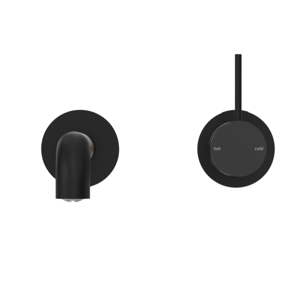 MECCA WALL BASIN/BATH MIXER SEPARETE BACK PLATE HANDLE UP 230MM MATTE BLACK