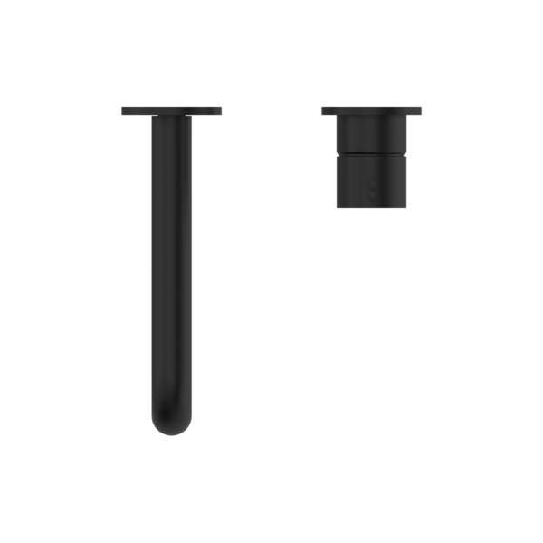 MECCA WALL BASIN/BATH MIXER SEPARATE BACK PLATE HANDLE UP 120MM MATTE BLACK