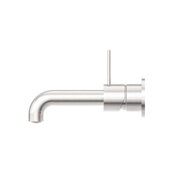 MECCA WALL BASIN/BATH MIXER SEPARATE BACK PLATE HANDLE UP 120MM BRUSHED NICKEL