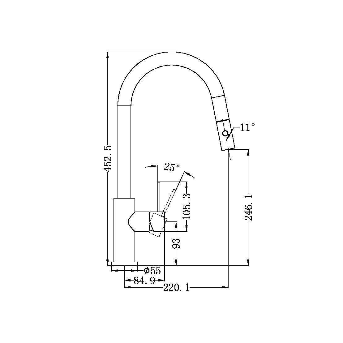 MECCA PULL OUT SINK MIXER WITH VEGIE SPRAY FUNCTION GUN METAL
