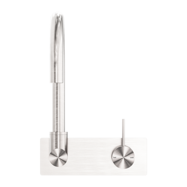 MECCA WALL BASIN/BATH MIXER SWIVEL SPOUT HANDLE UP BRUSHED NICKEL