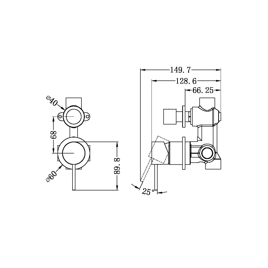 MECCA SHOWER MIXER WITH DIVERTOR SEPARATE BACK PLATE BRUSHED BRONZE