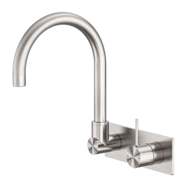 MECCA WALL BASIN/BATH MIXER SWIVEL SPOUT HANDLE UP BRUSHED NICKEL