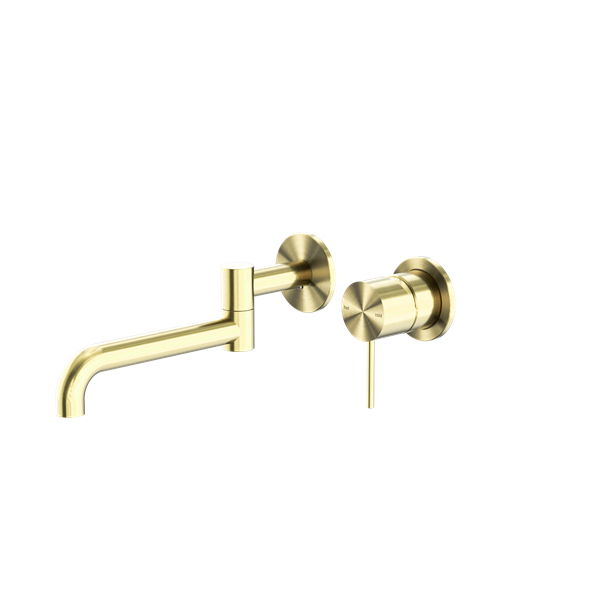 MECCA WALL BASIN/BATH MIXER SWIVEL SPOUT 225MM BRUSHED GOLD
