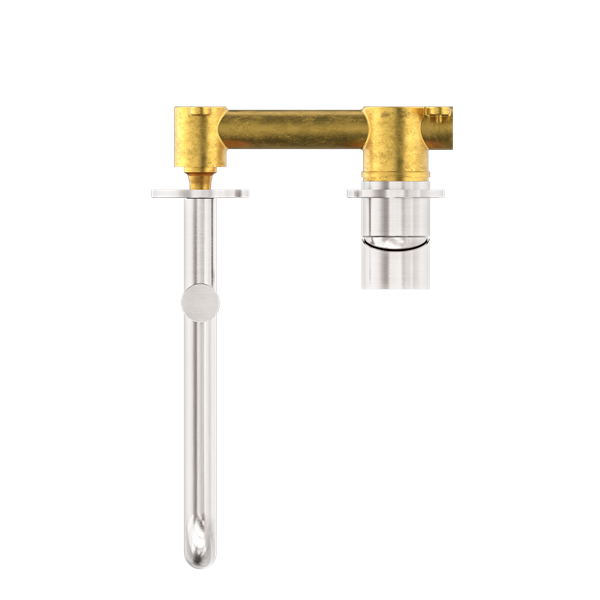 MECCA WALL BASIN/BATH MIXER SWIVEL SPOUT 225MM BRUSHED NICKEL