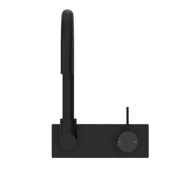 MECCA WALL BASIN/BATH MIXER SWIVEL SPOUT HANDLE UP MATTE BLACK