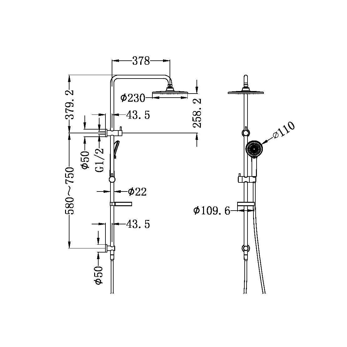 BUILDER PROJECT TWIN SHOWER SET MATTE BLACK