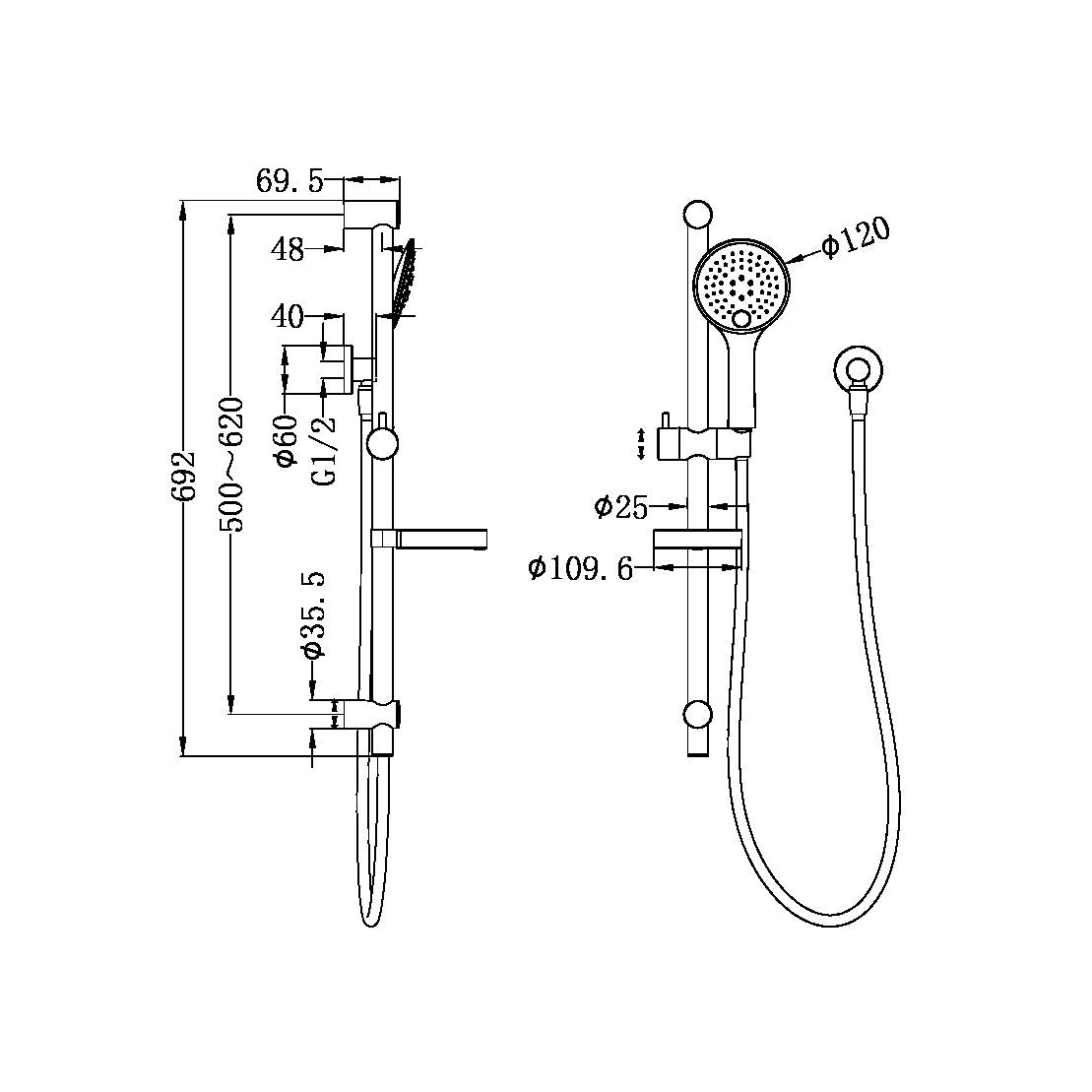BUILDER PROJECT RAIL SHOWER BRUSHED NICKEL