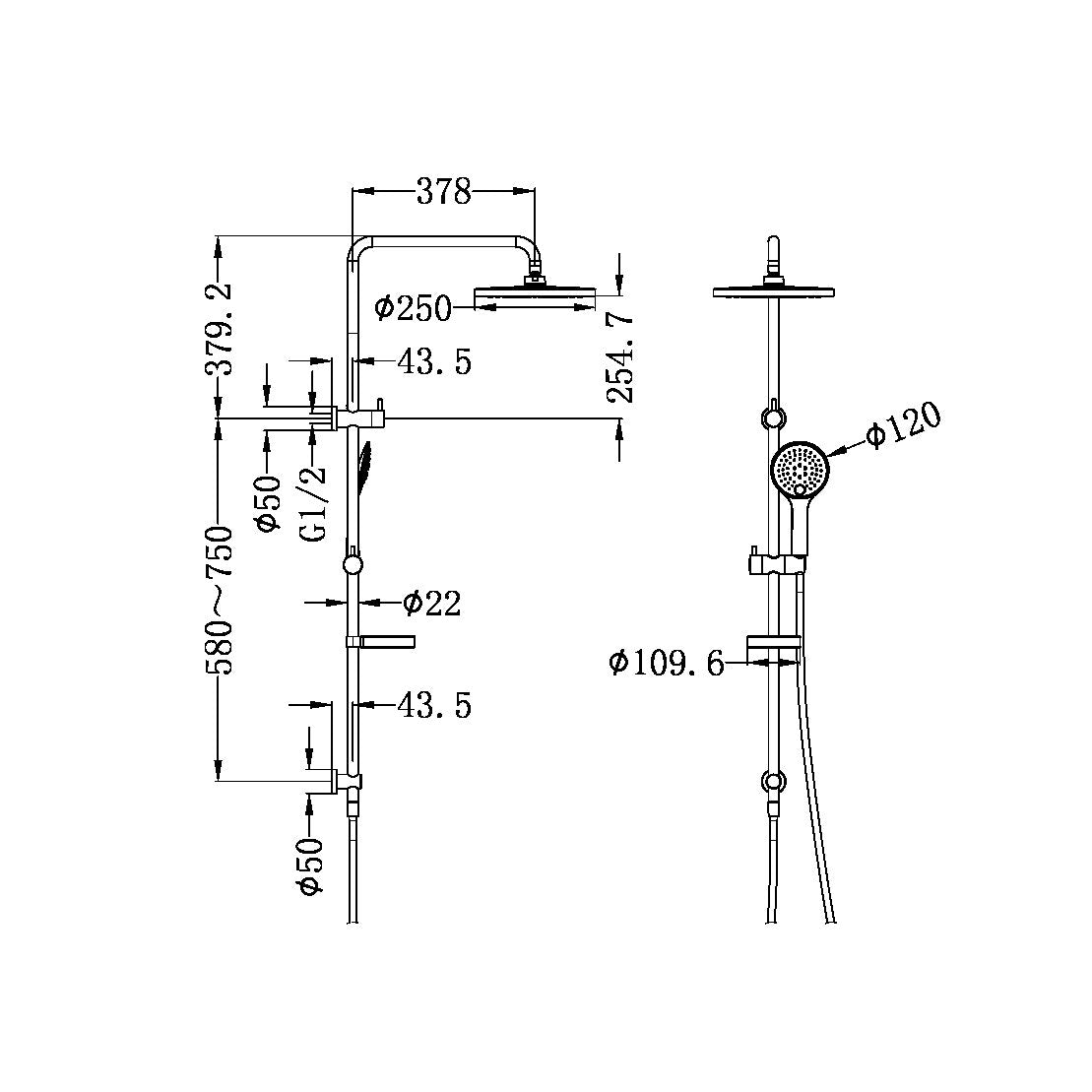 BUILDER PROJECT TWIN SHOWER BRUSHED NICKEL