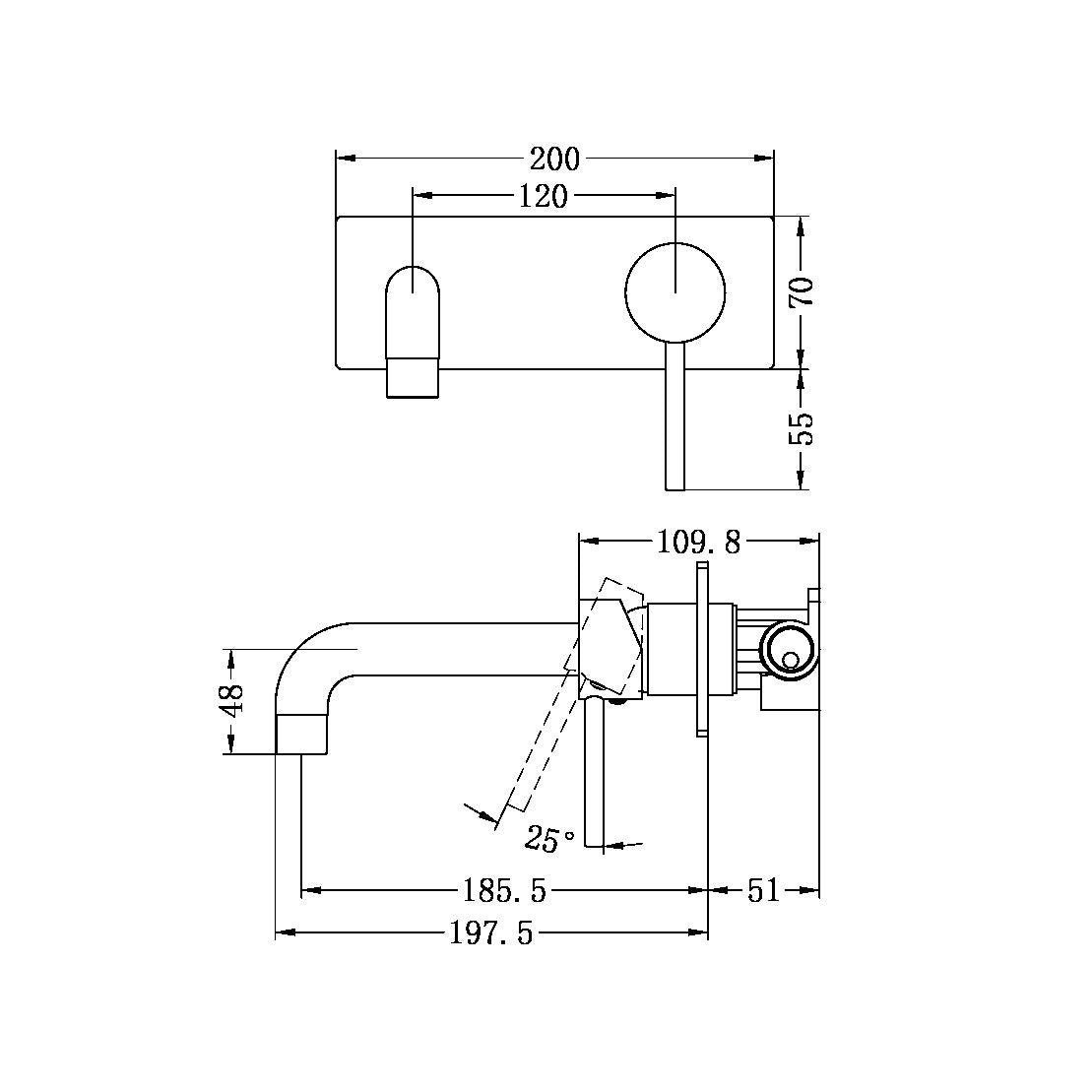 DOLCE WALL BASIN/BATH MIXER BRUSHED NICKEL