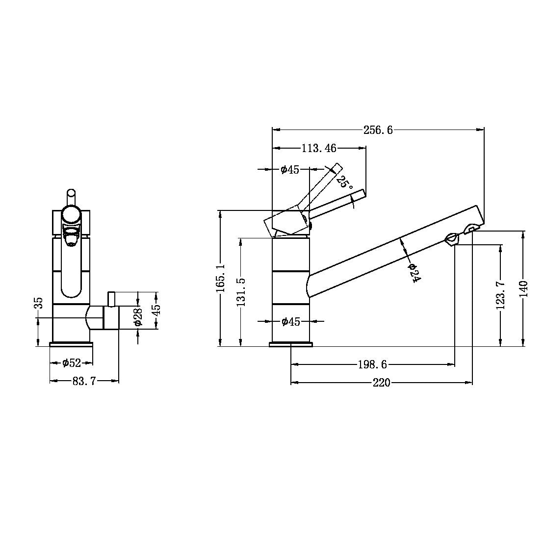 DOLCE THREE-WAY KITCHEN MIXER CHROME