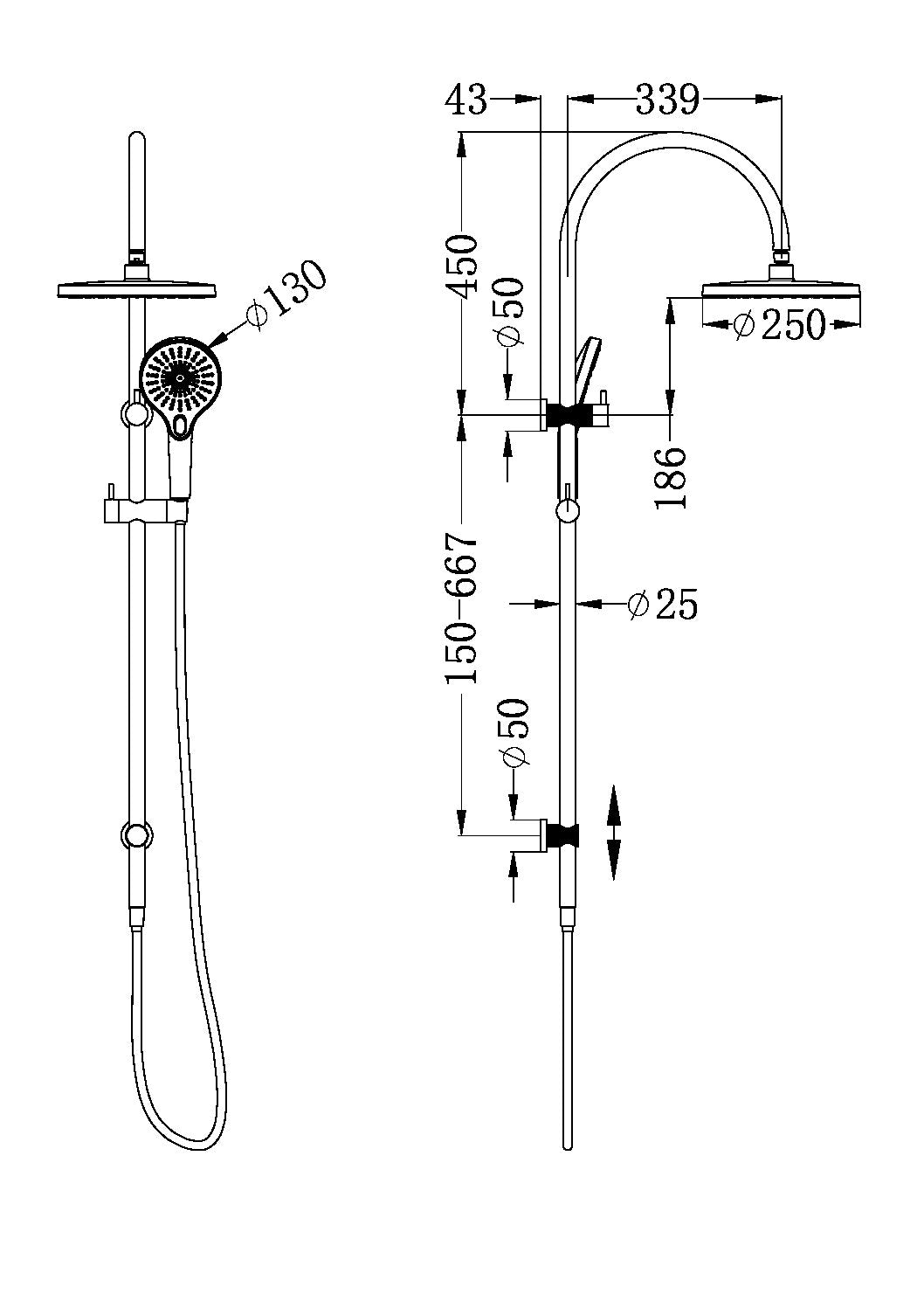 OPAL TWIN SHOWER GRAPHITE
