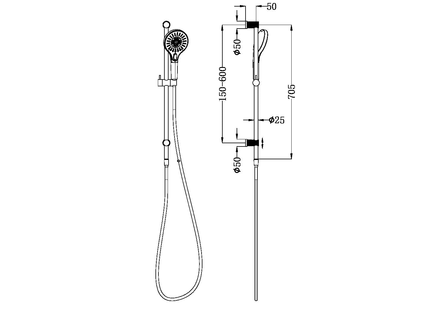 OPAL SHOWER RAIL GRAPHITE