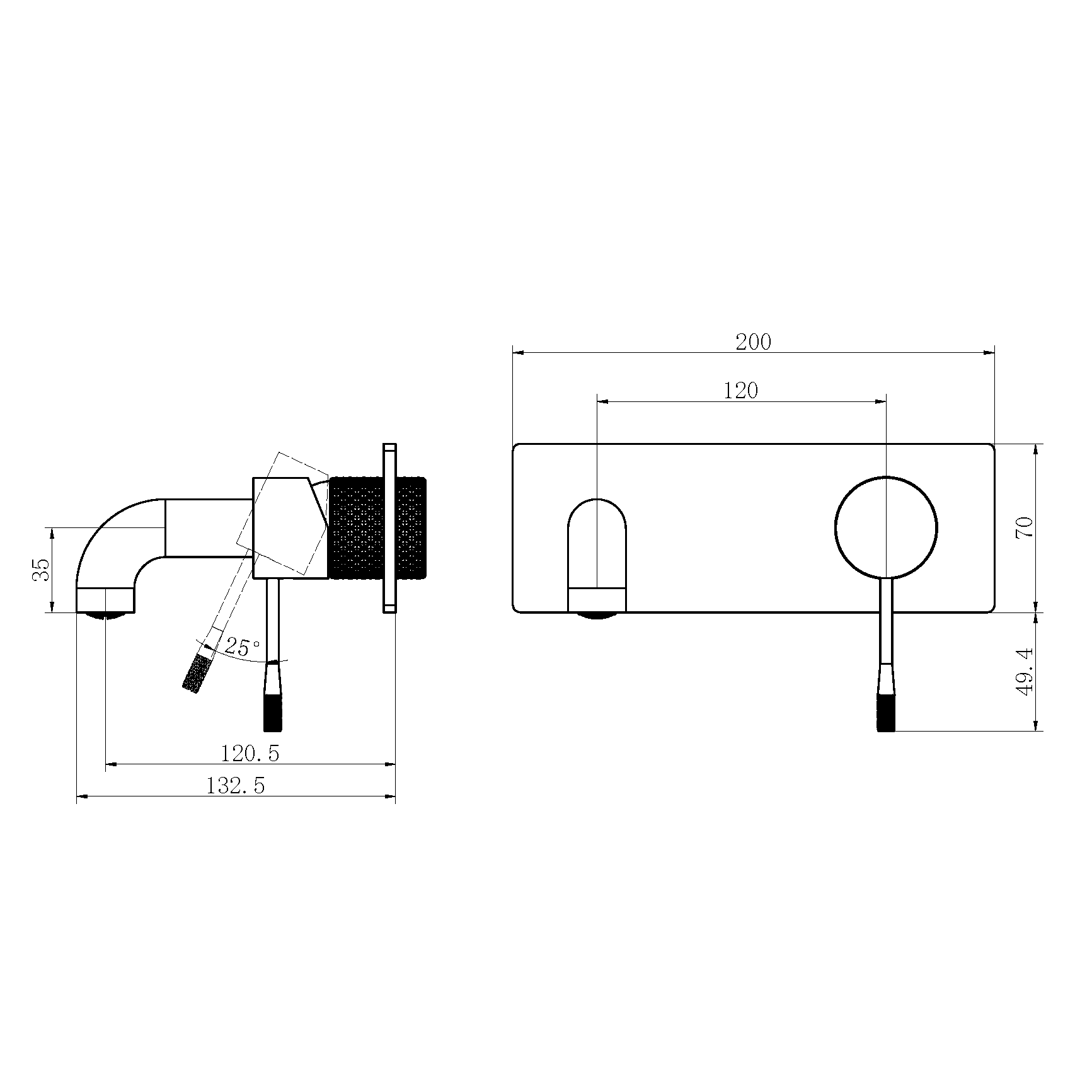 OPAL WALL BASIN/BATH MIXER 120MM BRUSHED BRONZE