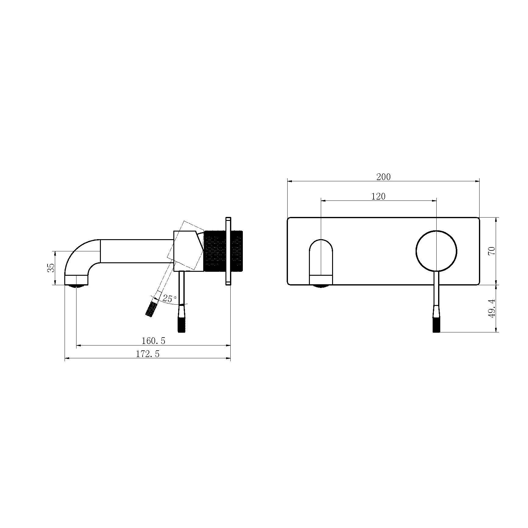 OPAL WALL BASIN/BATH MIXER 160MM BRUSHED NICKEL