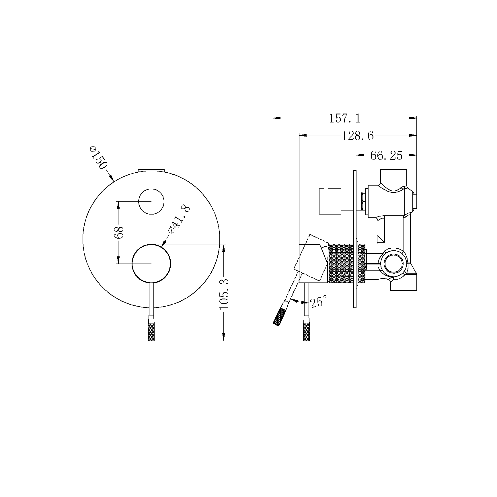 OPAL SHOWER MIXER WITH DIVERTOR BRUSHED NICKEL