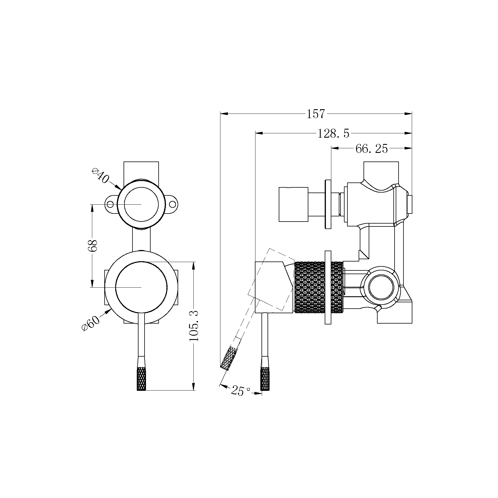 OPAL SHOWER MIXER WITH DIVERTOR SEPARATE PLATE GRAPHITE