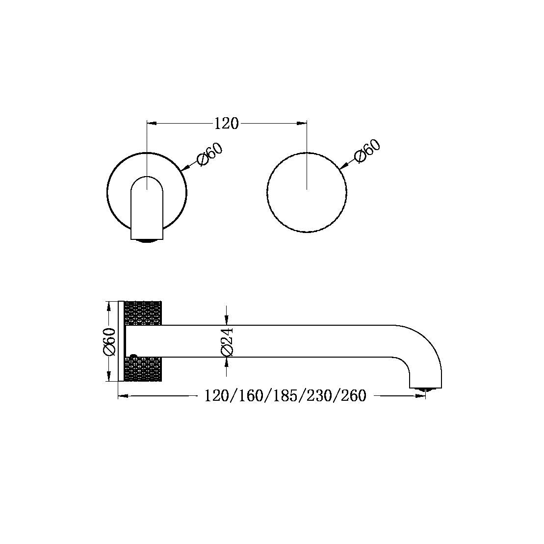 OPAL PROGRESSIVE WALL BASIN/BATH SET 230MM GRAPHITE