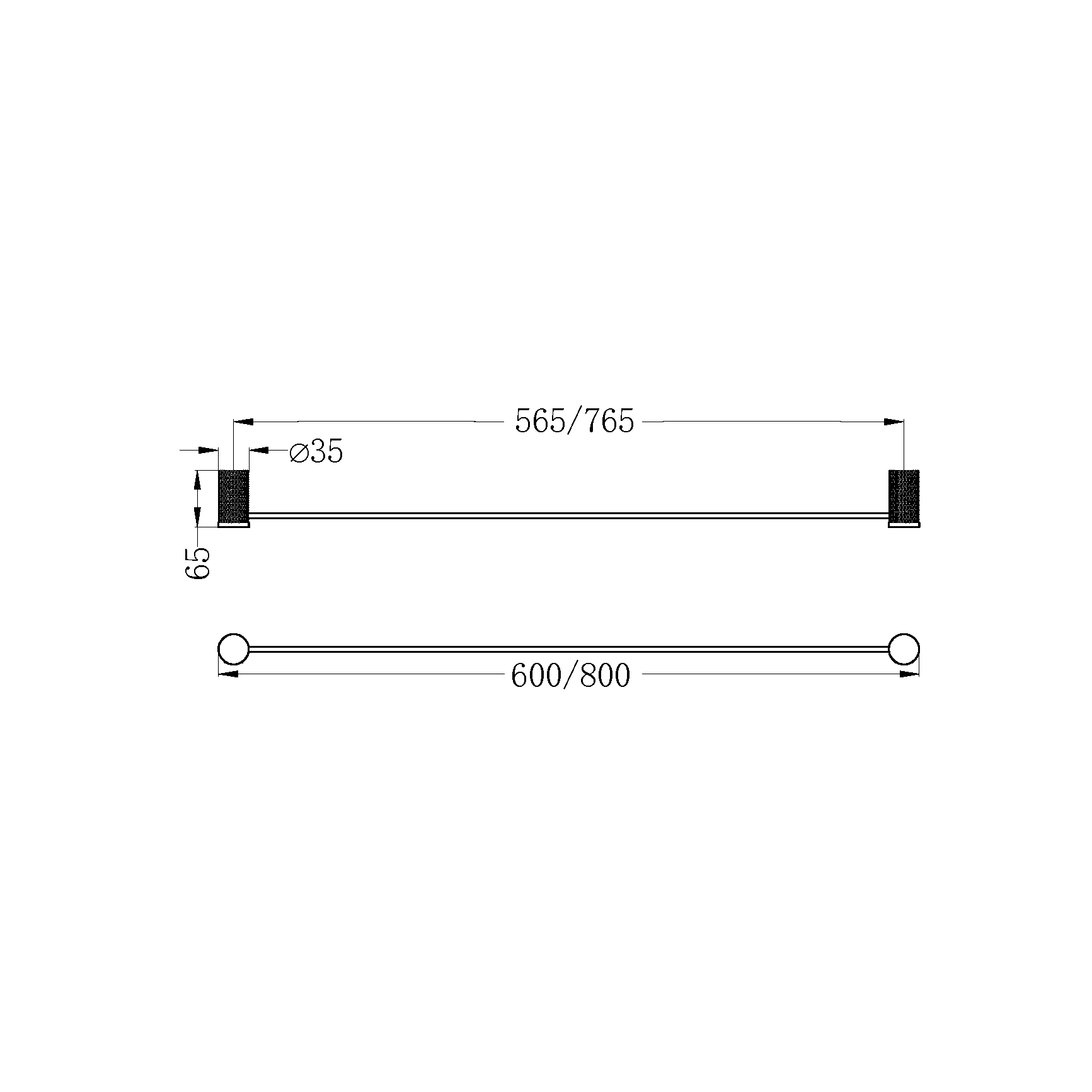 OPAL SINGLE TOWEL RAIL 600MM BRUSHED NICKEL