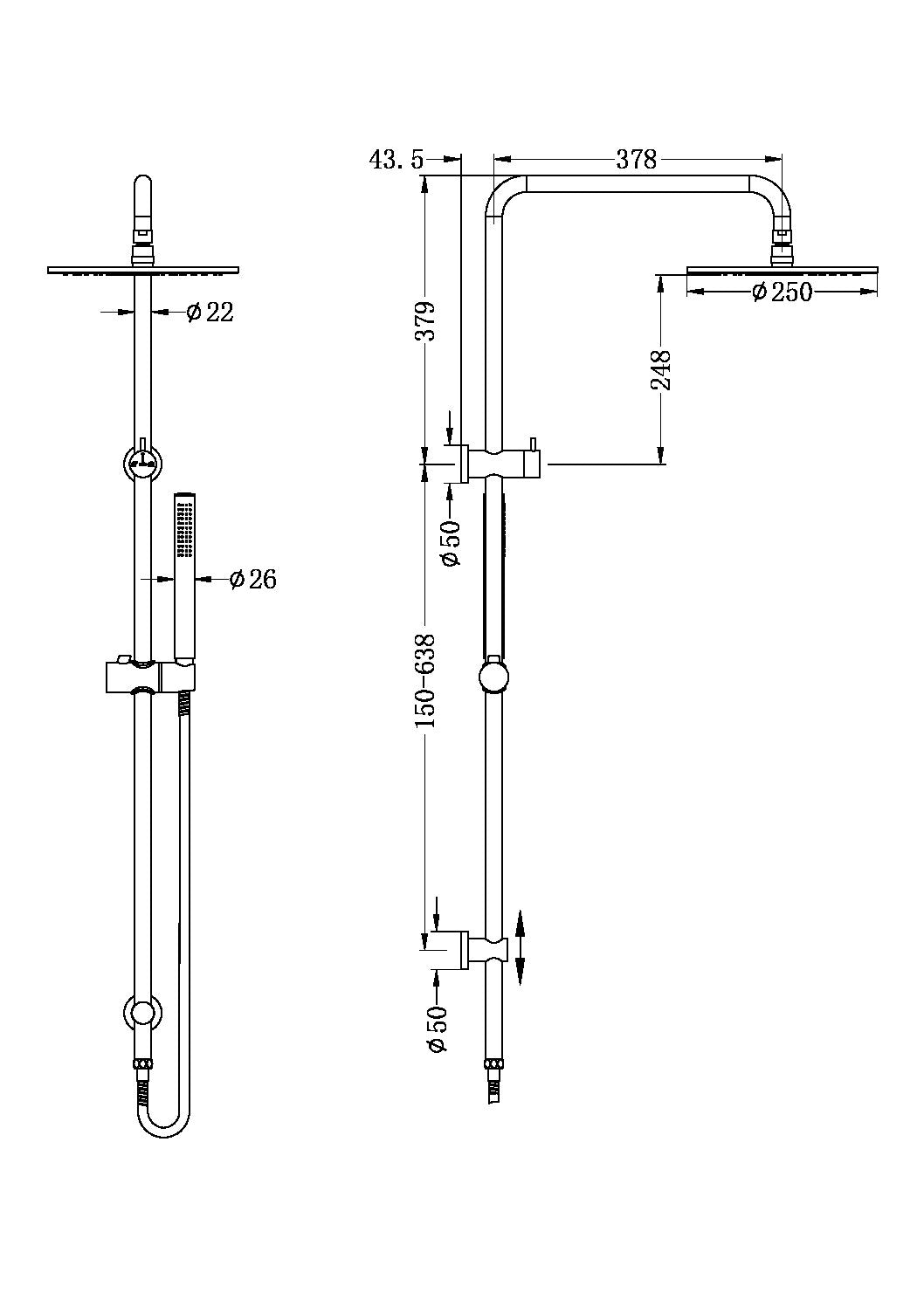 DOLCE ROUND TWIN SHOWER WITH SLIM HAND SHOWER CHROME