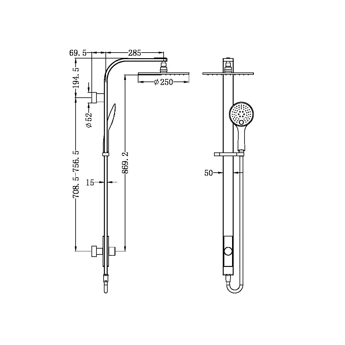ASTRA RAIN ROUND TWIN SHOWER SINGLE HOSE MATTE BLACK