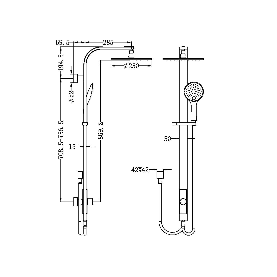 ASTRA RAIN ROUND TWIN SHOWER DOUBLE HOSE CHROME