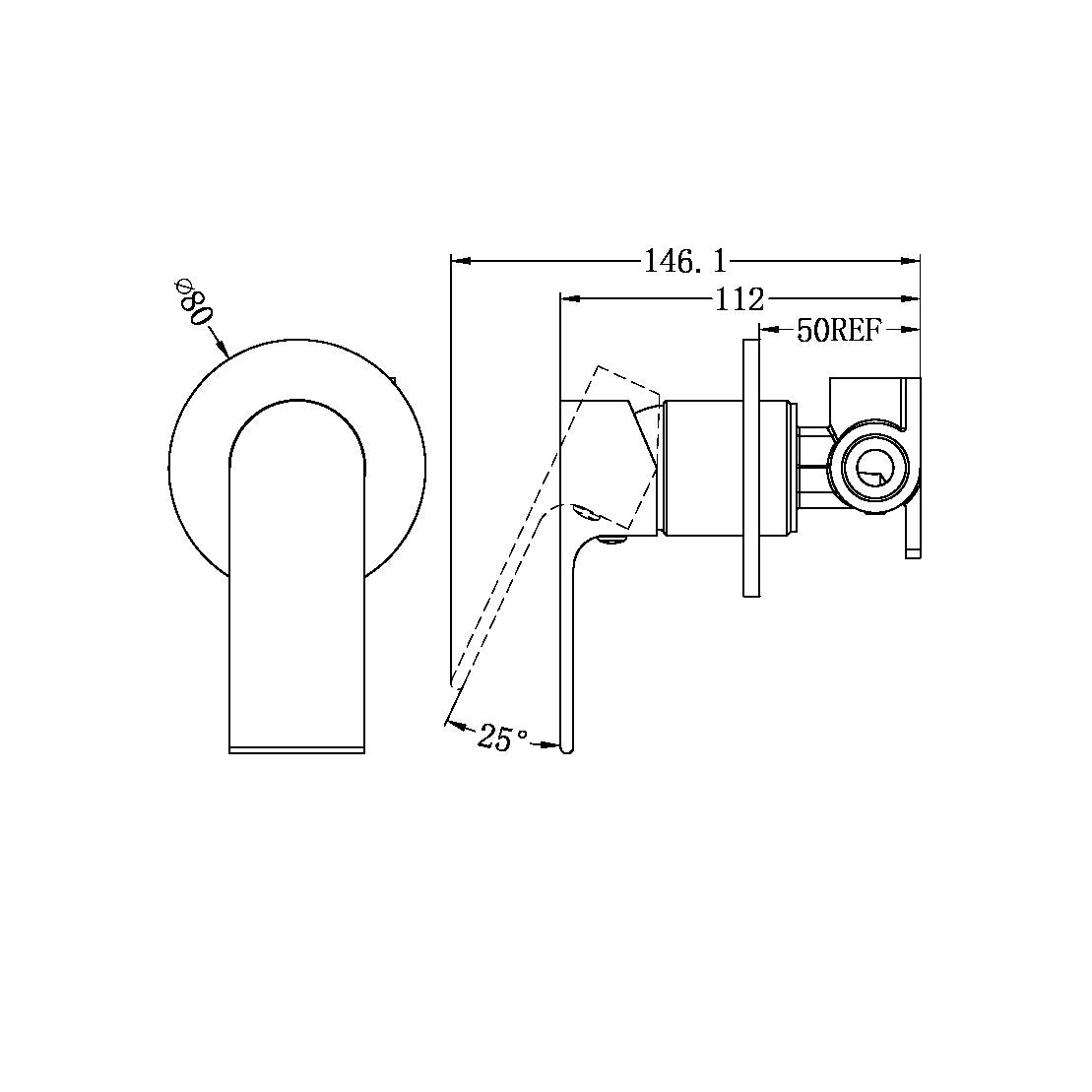 BIANCA SHOWER MIXER 80MM PLATE BRUSHED BRONZE