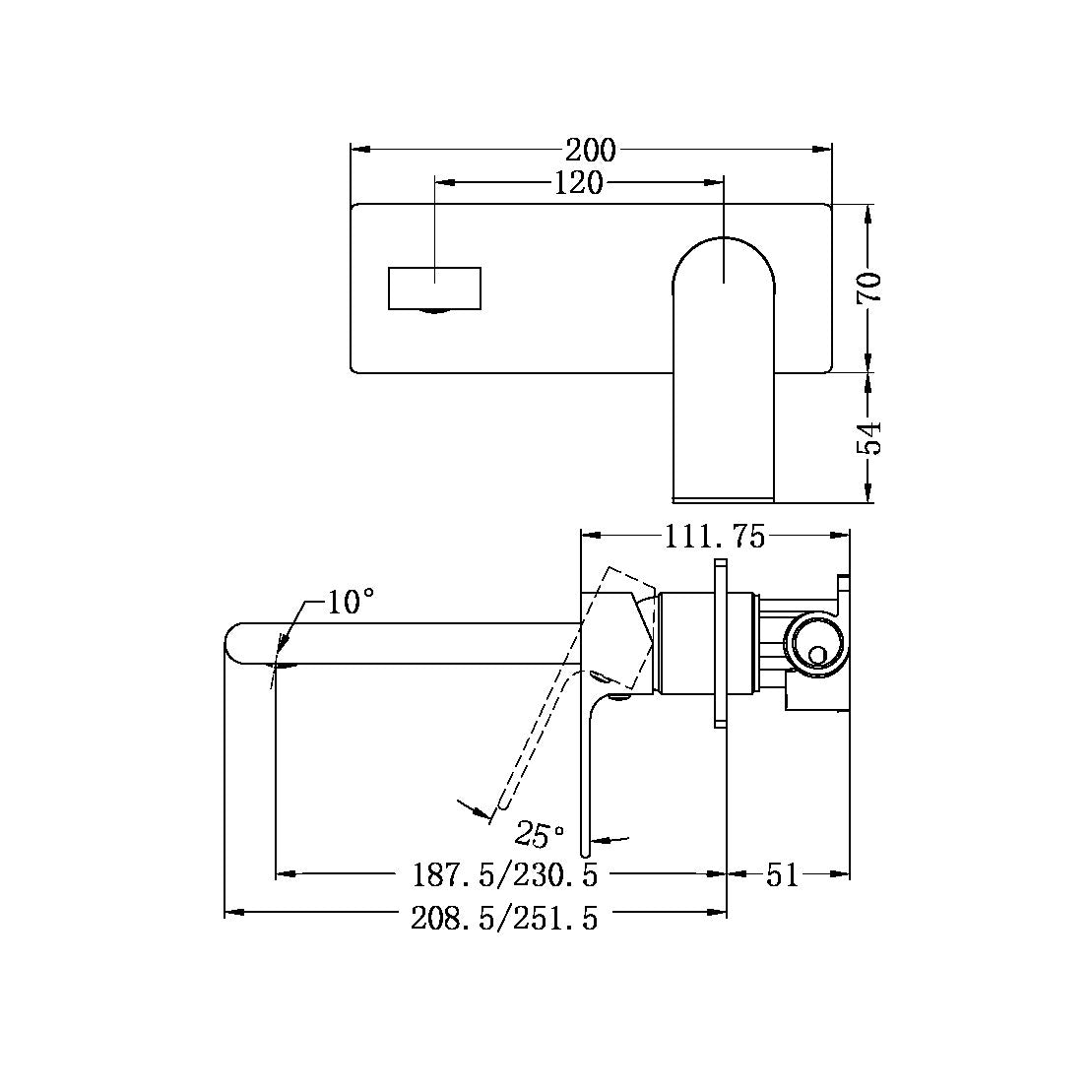 BIANCA WALL BASIN/BATH MIXER 187MM GUN METAL