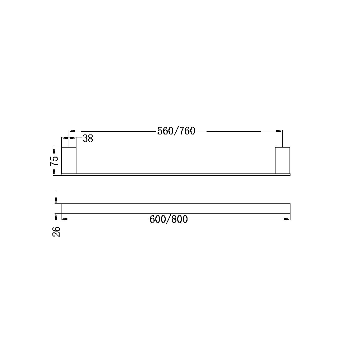 CELIA SINGLE TOWEL RAIL 600MM CHROME