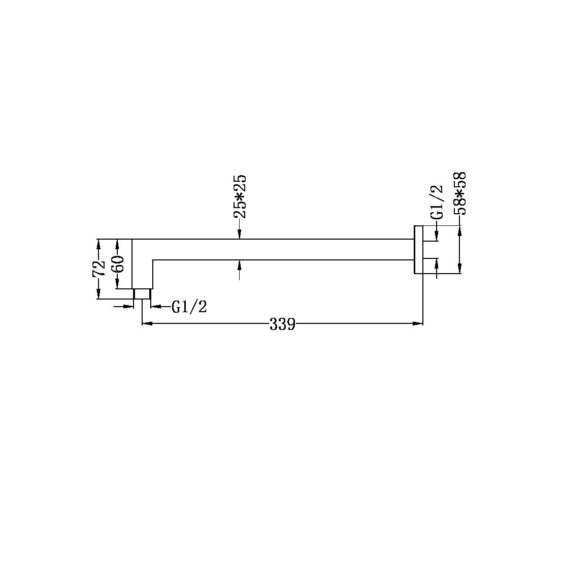 SQUARE SHOWER ARM CHROME