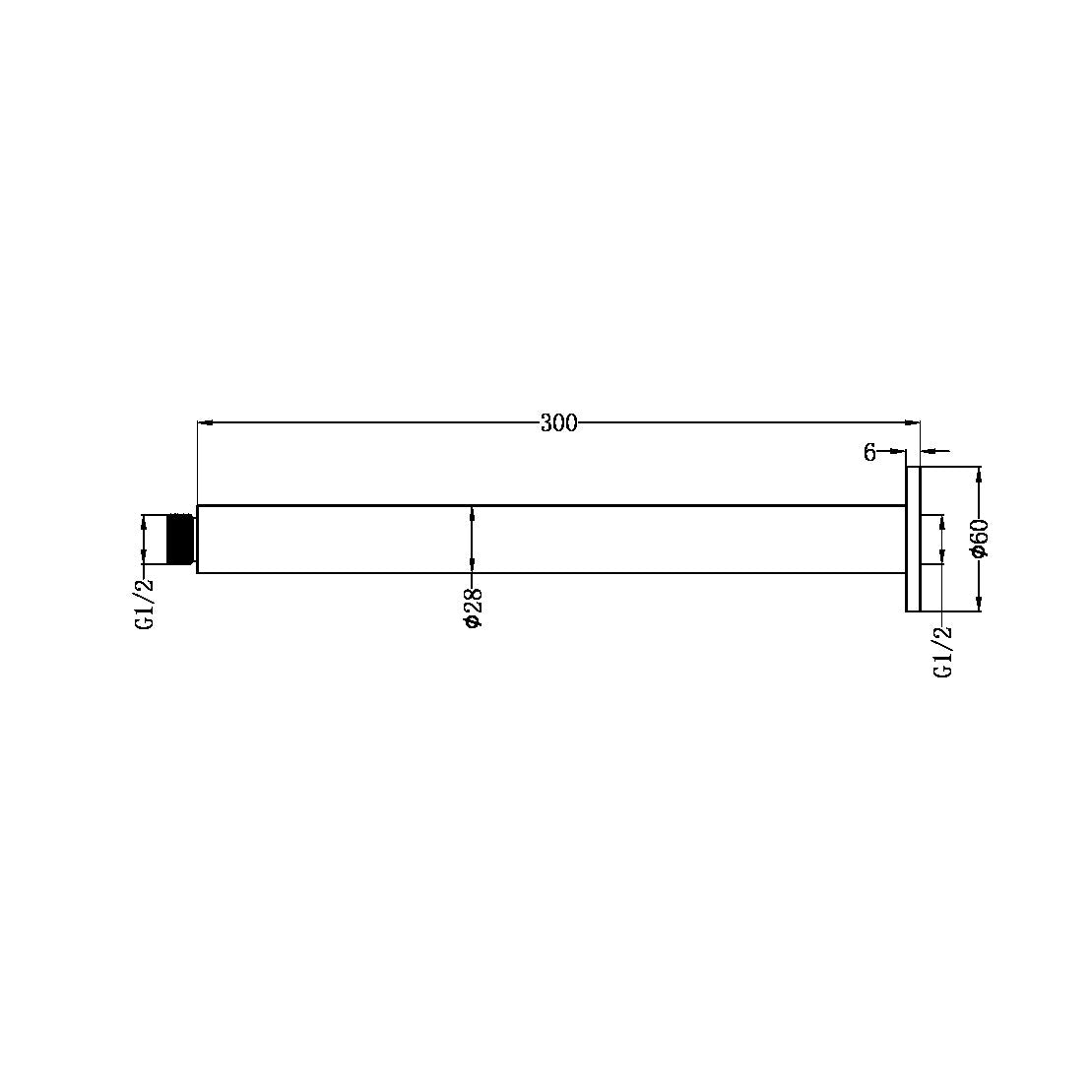 ZEN SS316L ROUND CEILING ARM 300MM LENGTH BRUSHED BRONZE