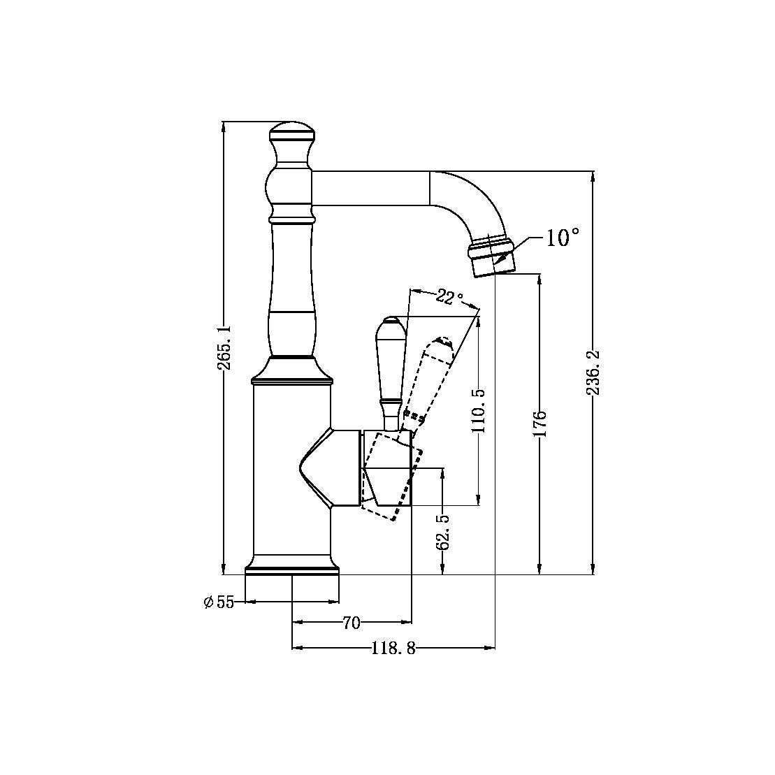YORK BASIN MIXER WITH METAL LEVER AGED BRASS